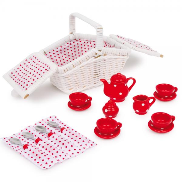 5315-Tina picnic basket, ceramic tea service, porcelain